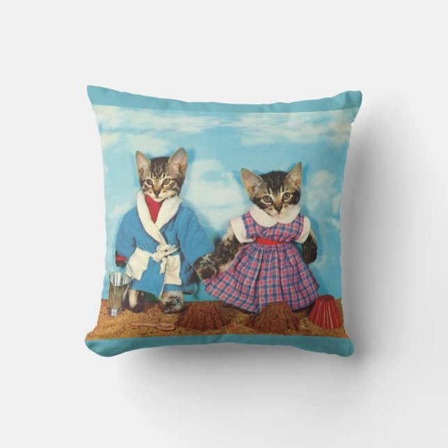 tabby kittens on the beach throw pillow (Front)
