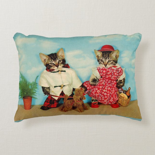 tabby kittens picnic accent pillow (Front)