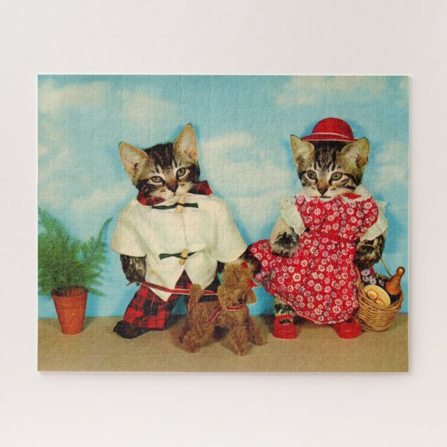 tabby kittens picnic jigsaw puzzle (Horizontal)
