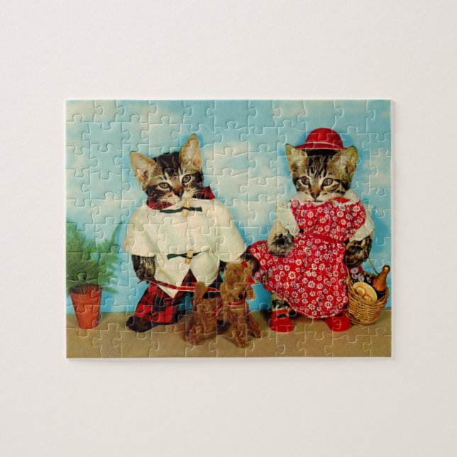 tabby kittens picnic jigsaw puzzle (Horizontal)