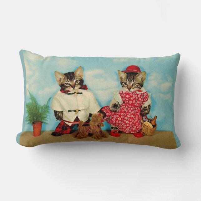 tabby kittens picnic lumbar pillow (Front)