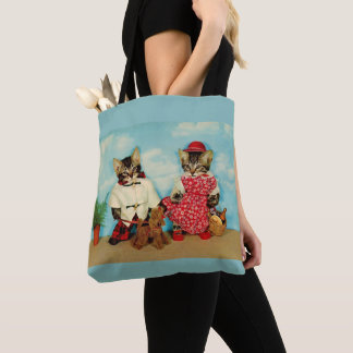 tabby kittens picnic tote bag