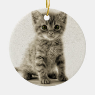 Tabby Kitty Ceramic Ornament