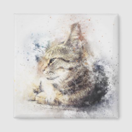 Tabby Love | Abstract | Watercolor Magnet