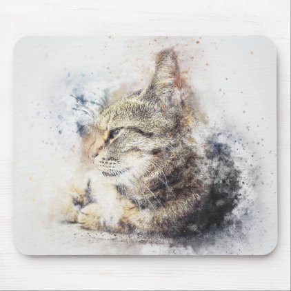 Tabby Love | Abstract | Watercolor Mouse Pad