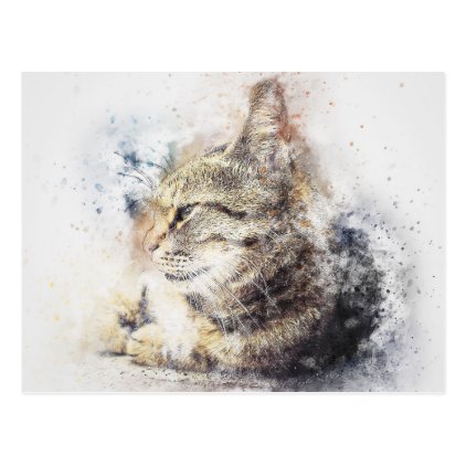 Tabby Love | Abstract | Watercolor Postcard