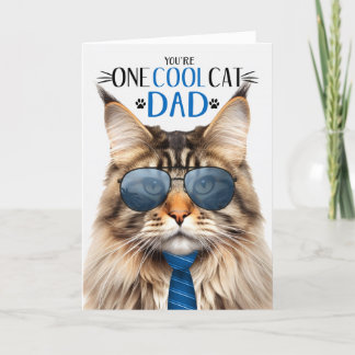 Tabby Maine Coon Cat Father's Day One Cool Cat Holiday Card