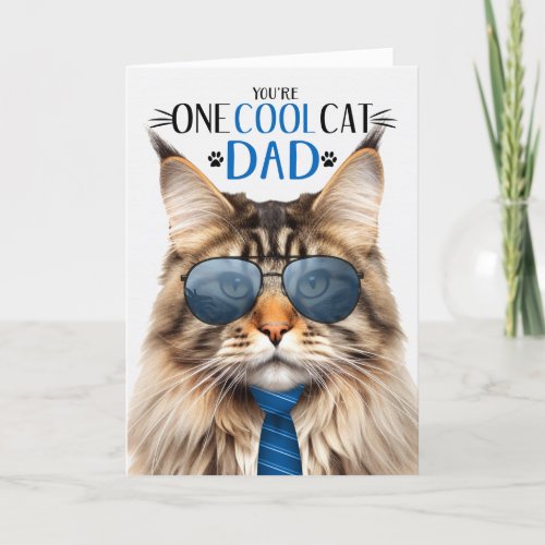 Tabby Maine Coon Cat Fathers Day One Cool Cat Holiday Card