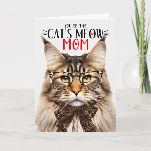 Tabby Maine Coon Cat for Mom on Mother's Day Holiday Card (Front)