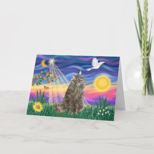 Tabby Norwegian Forest Cat - Twilight Card (Front)