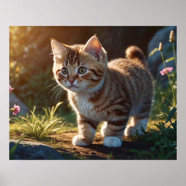*~* TABBY Observing Kitty Cat 5:4 Feline Kitten Poster (Front)