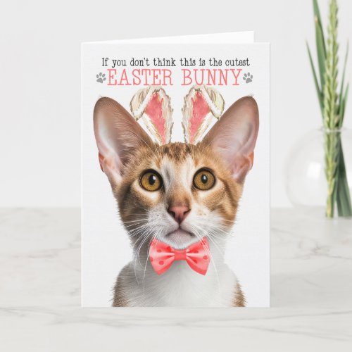 Tabby Oriental Cat Cutest Easter Bunny Kitty Puns Holiday Card