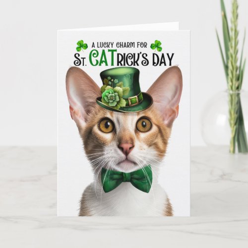 Tabby Oriental Shorthair Cat St CATricks Day Holiday Card