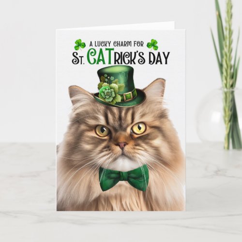 Tabby Persian Cat Lucky Charm St CATricks Day Holiday Card