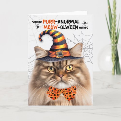 Tabby Persian Cat PURRanormal MEOWolween Holiday Card