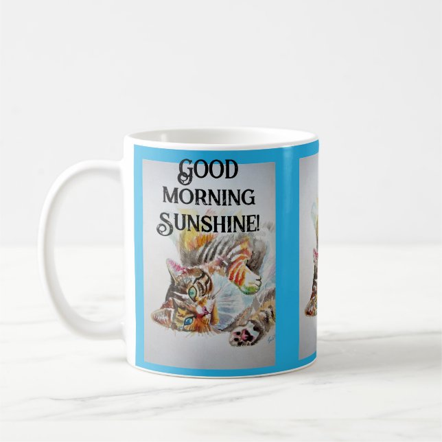 Tabby tabbies Cute Cat cats watercolor Coffee Mug (Left)