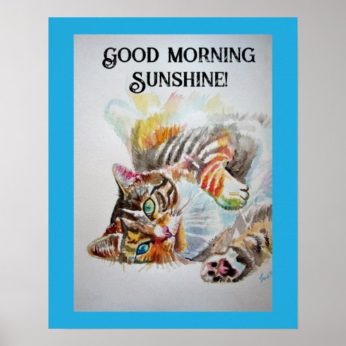 Tabby tabbies Cute Cat cats watercolor Poster