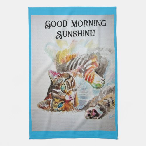 Tabby tabbies Cute Cat cats watercolor Tea Towel