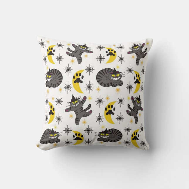 Tabby The Black Cat Witch Throw Pillow (Front)