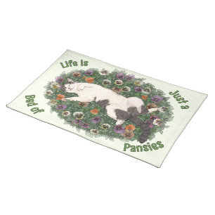 Tabby Tiger Gray and White Cat Personalized Cloth Placemat