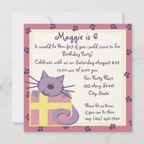 Tabby Toes/Kitten Party Custom Invitation