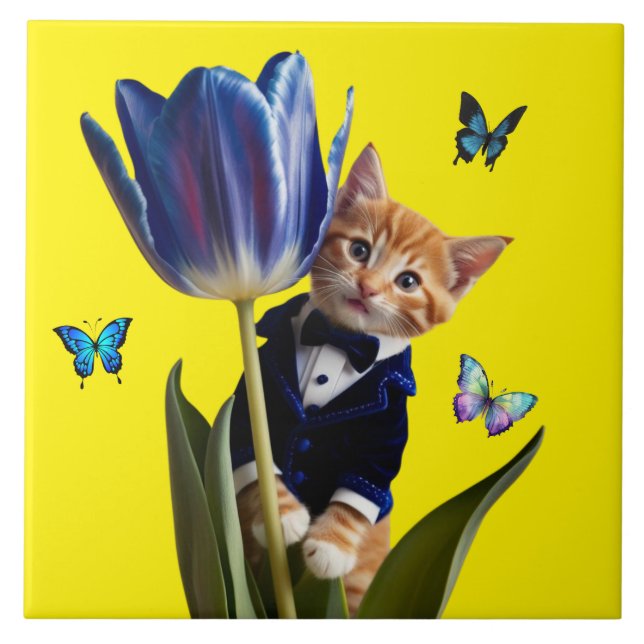 Tabby Tulip Decorative Tile (Front)