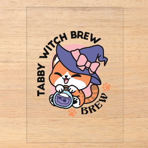 Tabby Witch Brew – Cute Halloween Cat Design Acrylic Invitations