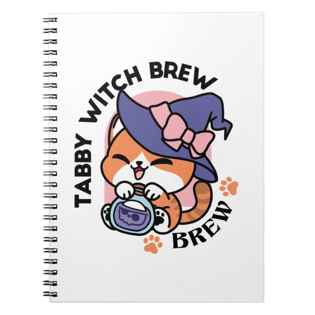 Tabby Witch Brew – Cute Halloween Cat Design Notebook (Front)