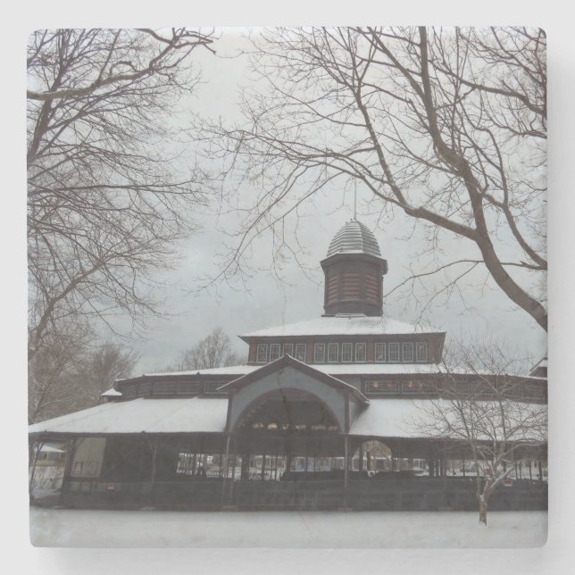 Tabernacle and Snow Gray Skies- Martha's Vineyard Stone Coaster (Front)