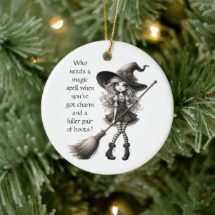 Tabitha and her Boots - Witch Ceramic Ornament