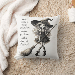 Tabitha and her Boots - Witch Throw Pillow