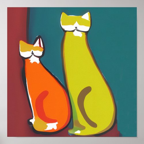 Tabitha and Mildred _ Two Cats Poster
