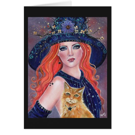 Tabitha Halloween witch and Kitty card by Renee (Front)