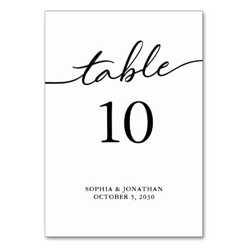 Table 10 Black Calligraphy Personalized Wedding Table Number