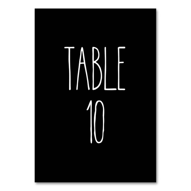 Table 10 Rae Dunn Pottery Black Table Card (Front)