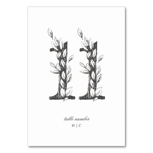 Table 11 Beautiful Floral Sketched Wreath Wedding Number (Front)