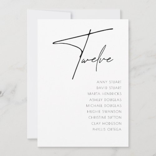Table 12 Modern Wedding Table Number template