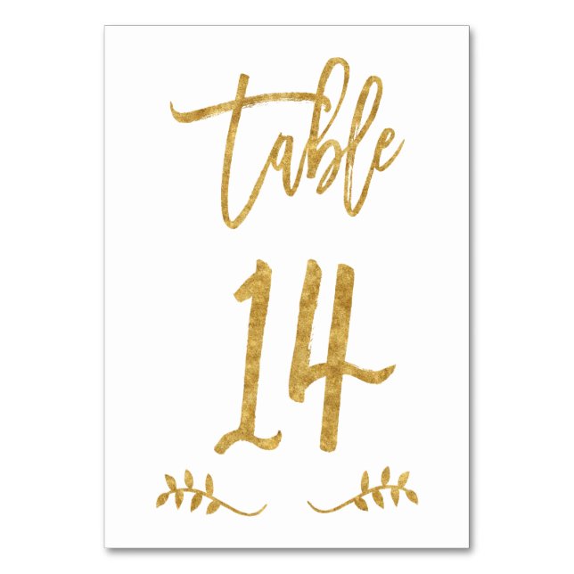 Table 14 | Elegant Gold Handwriting Brushed Laurel Number (Front)