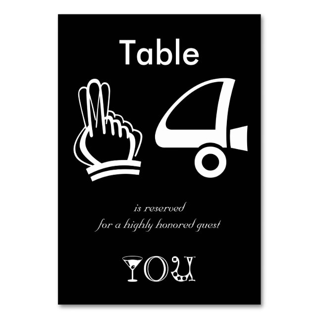 Table 14 reserved for a highly honored guest, you number (Front)