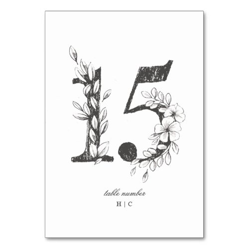 Table 15 Beautiful Floral Sketched Wreath Wedding Table Number