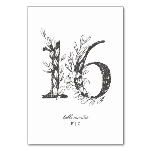 Table 16 Beautiful Floral Sketched Wreath Wedding Table Number