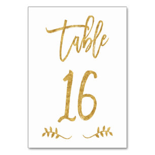 Table 16   Elegant Gold Handwriting Brushed Laurel Number