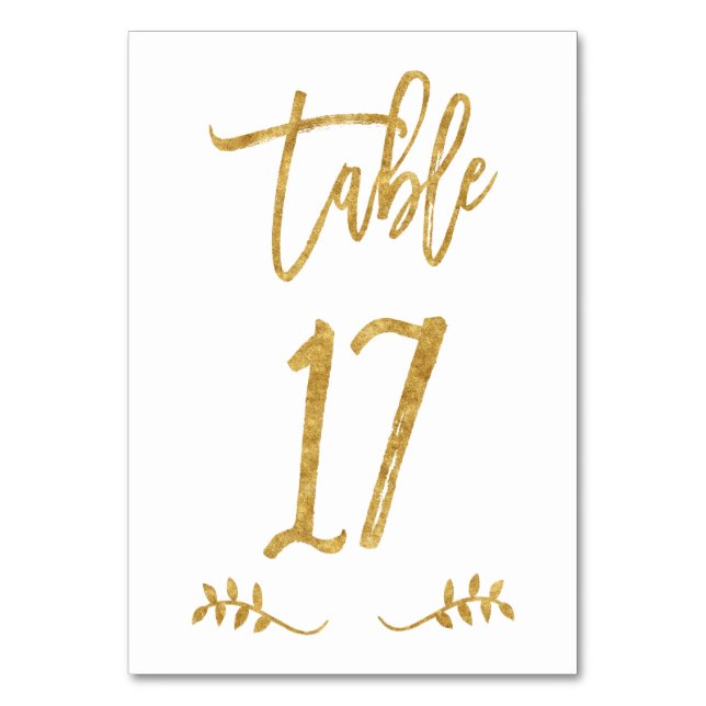 Table 17 | Elegant Gold Handwriting Brushed Laurel Number (Front)