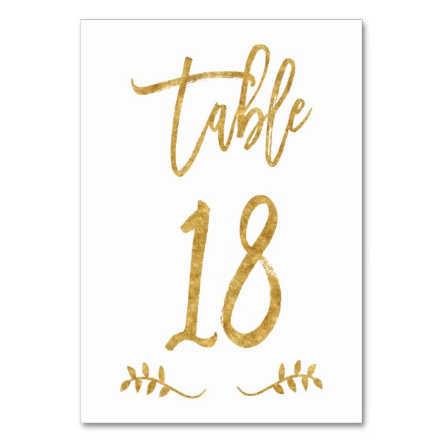 Table 18 | Elegant Gold Handwriting Brushed Laurel Number (Front)