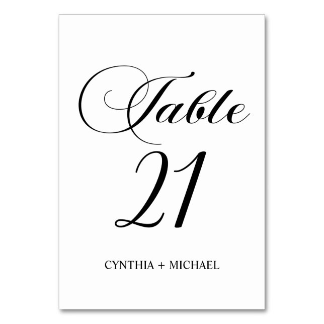 Table 21 Modern Script Wedding Table Number (Front)
