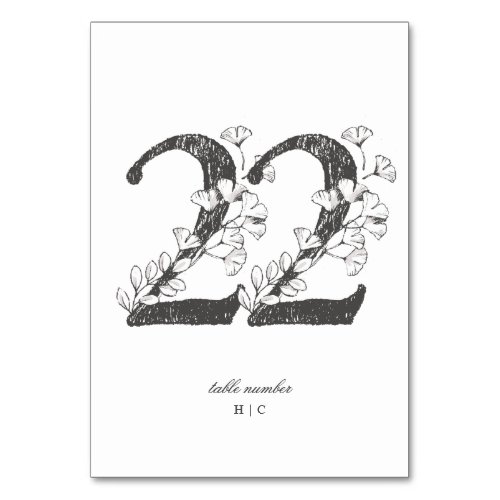 Table 22 Beautiful Floral Sketched Wreath Wedding Table Number