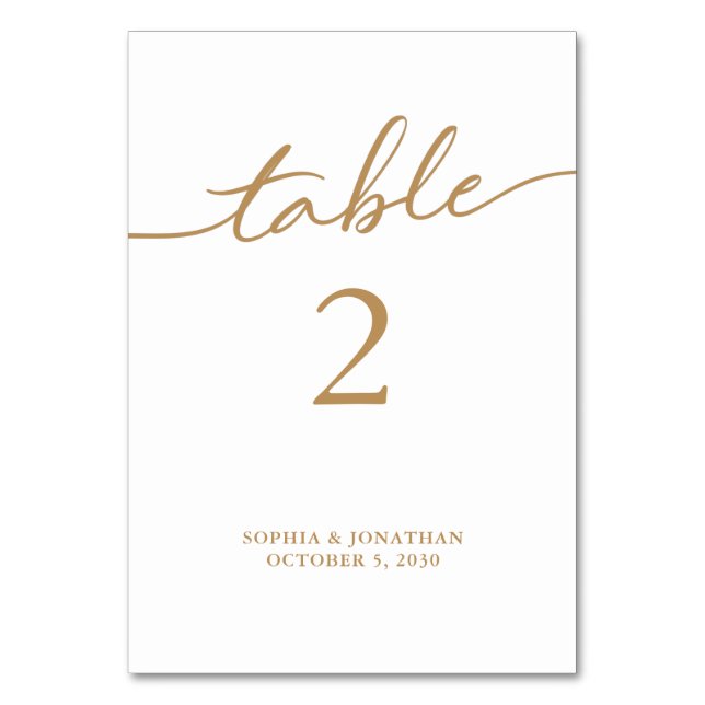 Table 2 Gold Calligraphy Personalized Wedding Number (Front)