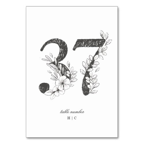 Table 37 Beautiful Floral Sketched Wreath Wedding Table Number