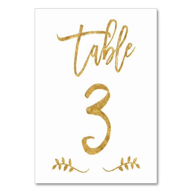 Table 3 | Elegant Gold Handwriting Brushed Laurel Number (Front)