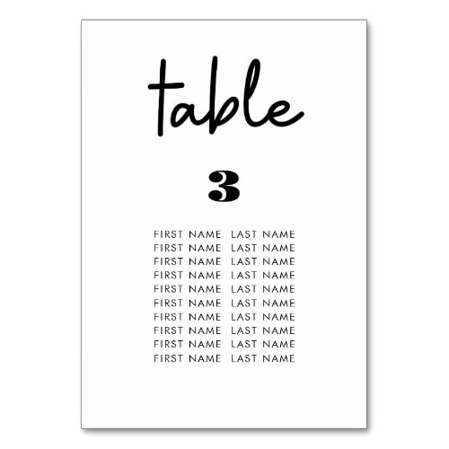 table 3 minimal white wedding seating chart cards